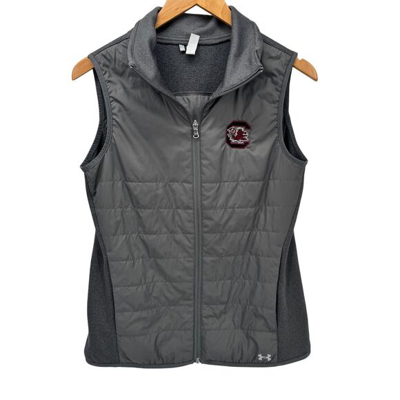 South Carolina Gamecocks Jacket Womens Small Gray Full Zip Vest Under armour - Picture 1 of 10